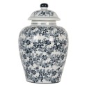Clayre & Eef Vaso con Coperchio Ø 16x26 cm Bianco Blu  Ceramica