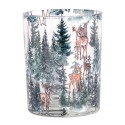 Clayre & Eef Portacandela set di 2 Ø 7x8 / 10x13 cm Trasparente Vetro Cervi