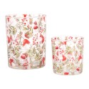 Clayre & Eef Portacandela set di 2 Ø 7x8 / 10x13 cm Trasparente Vetro Funghi