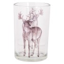 Clayre & Eef Tealight Holder Ø 12x18 cm Transparent Glass Deer