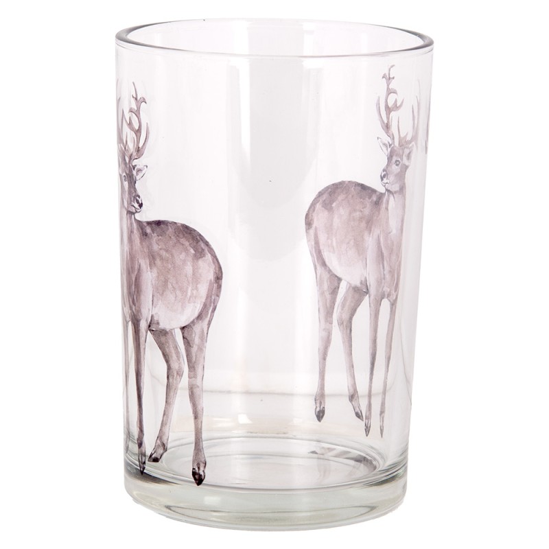 Clayre & Eef Tealight Holder Ø 12x18 cm Transparent Glass Deer