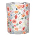 Clayre & Eef Portacandela set di 2 Ø 7x8 / 10x13 cm Grigio Vetro Fiori
