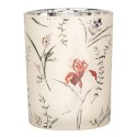 Clayre & Eef Tealight Holder Set of 2 Ø 7x8 / 10x13 cm Beige Glass Flowers