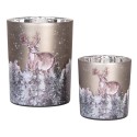 Clayre & Eef Portacandela set di 2 Ø 7x8 / 10x13 cm Grigio Vetro Cervo