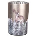 Clayre & Eef Porte-bougie Ø 12x18 cm Gris Verre Cerf
