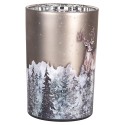 Clayre & Eef Porte-bougie Ø 12x18 cm Gris Verre Cerf