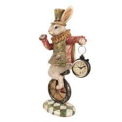 Clayre & Eef Image de décoration Lapin 18x10x33 cm Blanc Plastique Horloge
