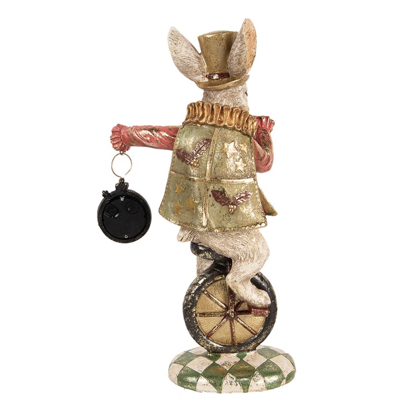 Clayre & Eef Image de décoration Lapin 18x10x33 cm Blanc Plastique Horloge