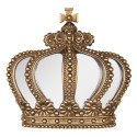 Clayre & Eef Wanddekoration Krone 25x6x24 cm Goldfarbig Kunststoff Glas
