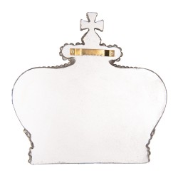 Clayre & Eef Wanddekoration Krone 25x6x24 cm Silberfarbig Kunststoff Glas