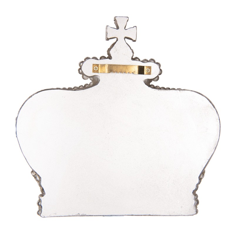 Clayre & Eef Wanddecoratie Kroon 25x6x24 cm Zilverkleurig Kunststof Glas