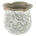 Clayre & Eef Pot de fleurs Ø 18x17 cm Beige Gris Céramique Rond Fleurs