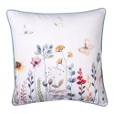 Clayre & Eef Cushion Cover 40x40 cm White Green Cotton Square Flowers