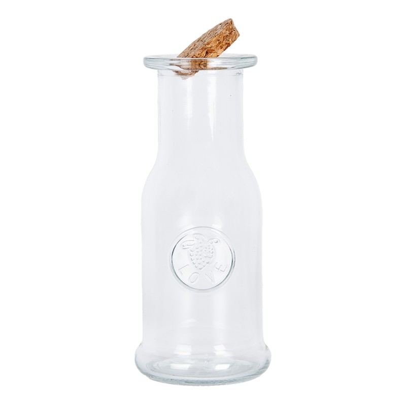 Clayre & Eef Decorative Bottle Ø 7x18 cm Transparent Glass