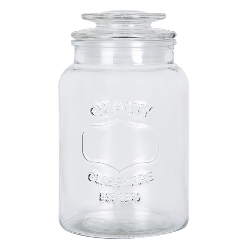 Clayre & Eef Couvercle de pot de stockage Ø 11x19 cm Transparent Verre