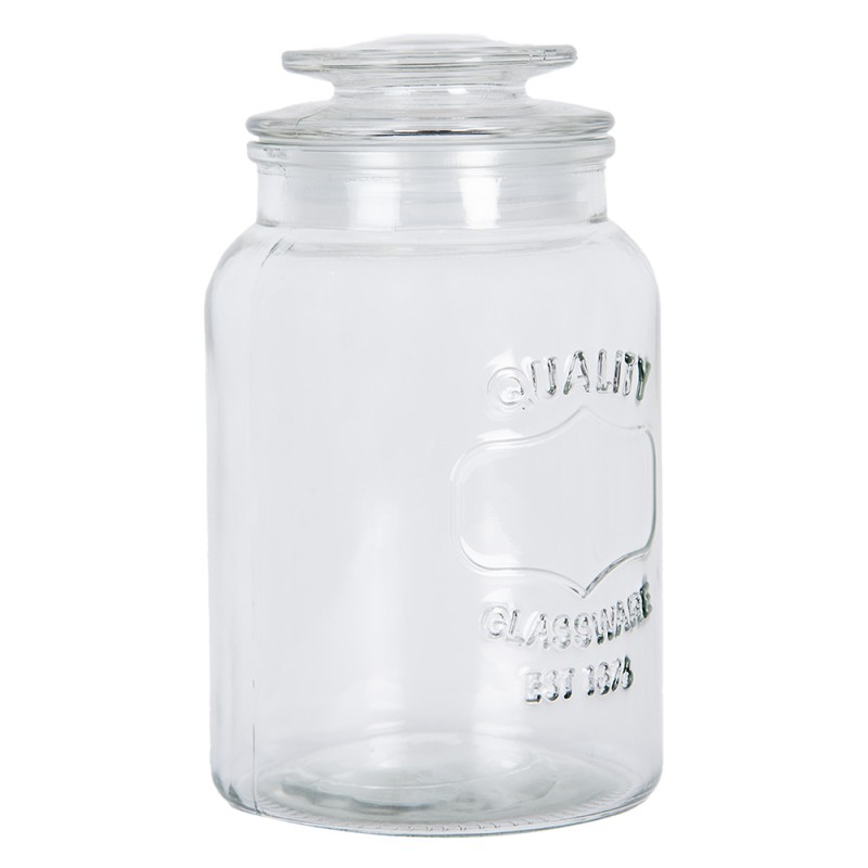 Clayre & Eef Couvercle de pot de stockage Ø 11x19 cm Transparent Verre