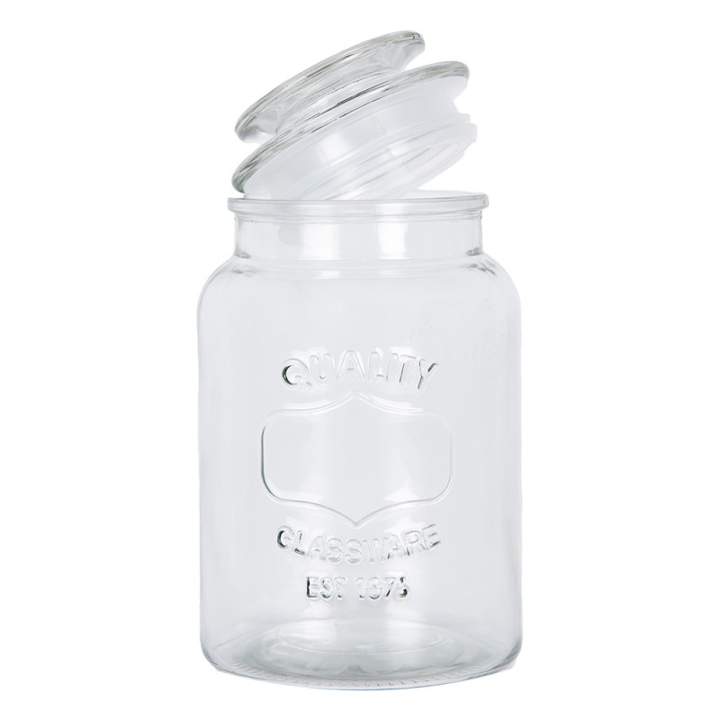Clayre & Eef Couvercle de pot de stockage Ø 11x19 cm Transparent Verre