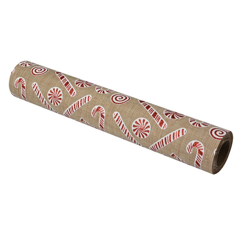Clayre & Eef Tischläufer 28x275 cm Beige Rot Synthetisch Weihnachten