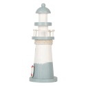 Clayre & Eef Dekorationsfigur Leuchtturm Ø 8x22 cm Weiß Blau Holzprodukt