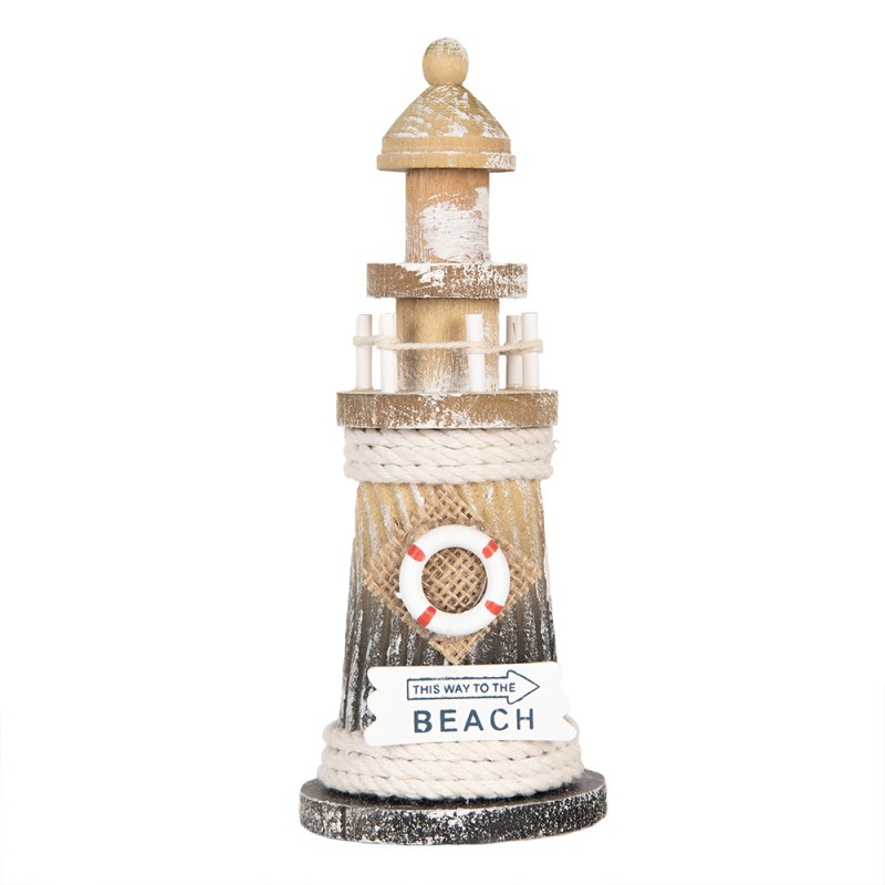 Clayre & Eef Decorative Figurine Lighthouse Ø 8x19 cm Brown Wood product
