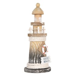 Clayre & Eef Decorative Figurine Lighthouse Ø 8x19 cm Brown Wood product