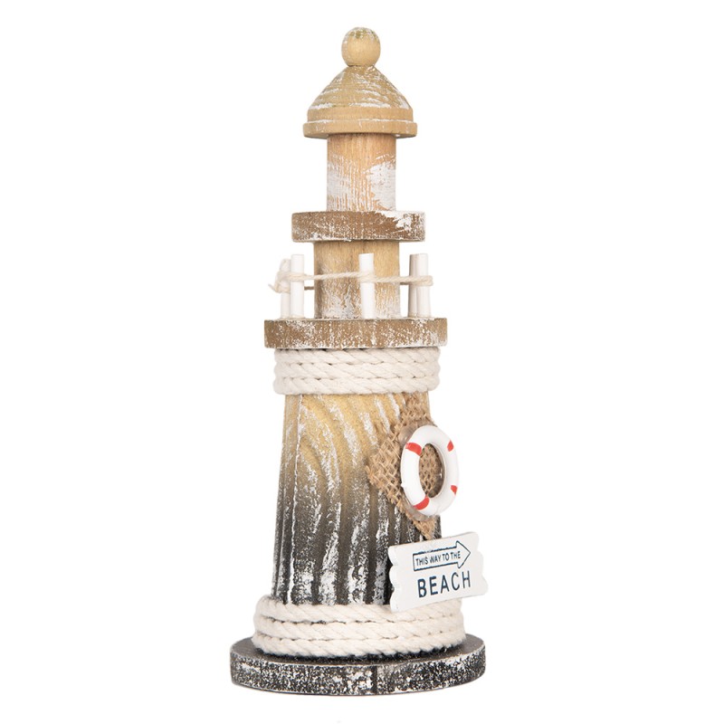 Clayre & Eef Decorative Figurine Lighthouse Ø 8x19 cm Brown Wood product