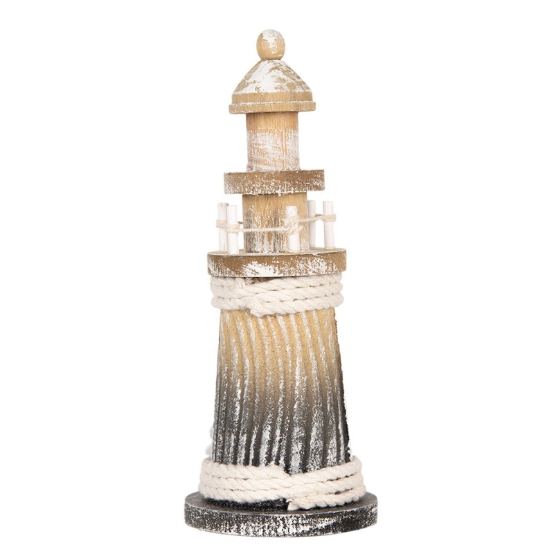 Clayre & Eef Decorative Figurine Lighthouse Ø 8x19 cm Brown Wood product