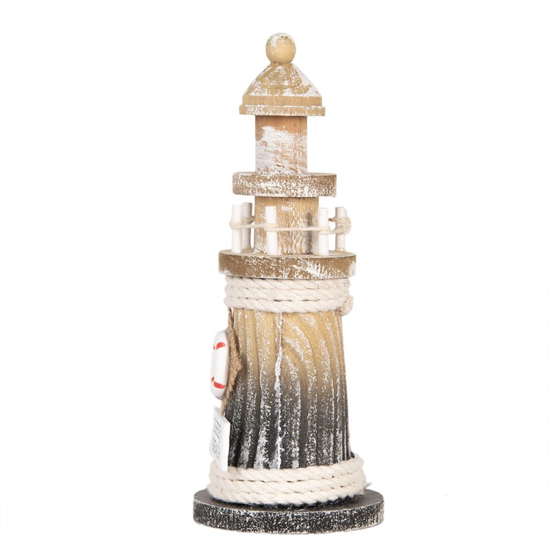 Clayre & Eef Decorative Figurine Lighthouse Ø 8x19 cm Brown Wood product