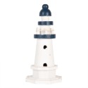 Clayre & Eef Dekorationsfigur Leuchtturm Ø 9x17 cm Weiß Blau Holzprodukt