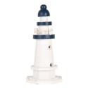 Clayre & Eef Dekorationsfigur Leuchtturm Ø 9x17 cm Weiß Blau Holzprodukt