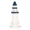 Clayre & Eef Dekorationsfigur Leuchtturm Ø 9x17 cm Weiß Blau Holzprodukt