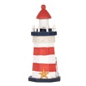 Clayre & Eef Figurine décorative Phare Ø 9x19 cm Blanc Rouge Produit en bois