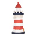 Clayre & Eef Figurine décorative Phare Ø 9x19 cm Blanc Rouge Produit en bois
