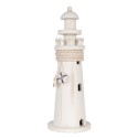 Clayre & Eef Dekorationsfigur Leuchtturm Ø 10x30 cm Weiß MDF