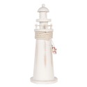 Clayre & Eef Dekorationsfigur Leuchtturm Ø 10x30 cm Weiß MDF