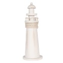 Clayre & Eef Dekorationsfigur Leuchtturm Ø 10x30 cm Weiß MDF