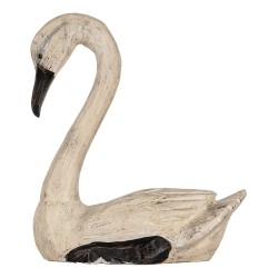 Clayre & Eef Decoratie Beeld Zwaan 21x10x18 / 26x11x29 cm Beige MDF