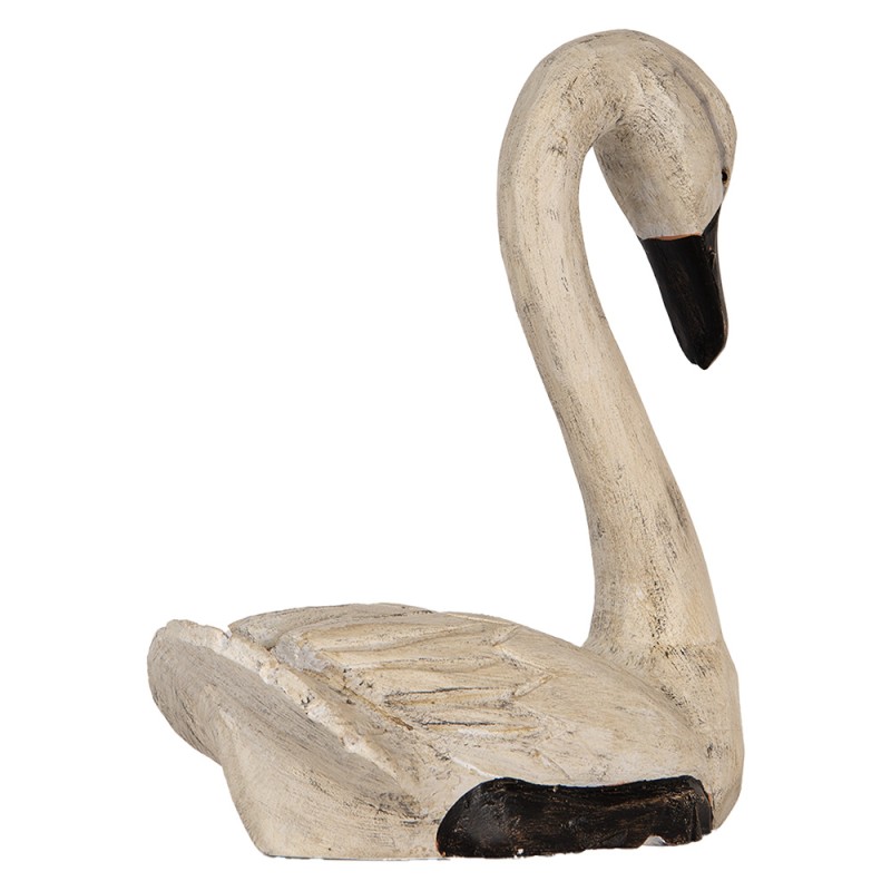 Clayre & Eef Decoratie Beeld Zwaan 21x10x18 / 26x11x29 cm Beige MDF