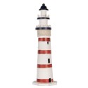 Clayre & Eef Dekorationsfigur Leuchtturm Ø 15x48 cm Weiß Rot MDF