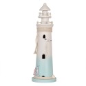 Clayre & Eef Image de décoration Phare Ø 13x42 cm Blanc Bleu MDF