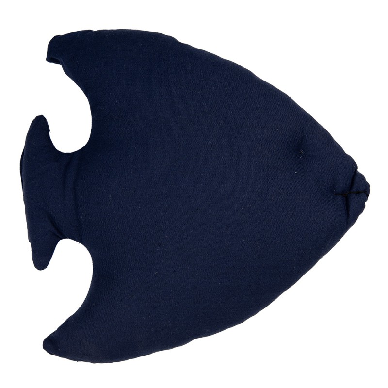 Clayre & Eef Dekokissen Fisch 40x45x11 cm Weiß Blau Synthetisch