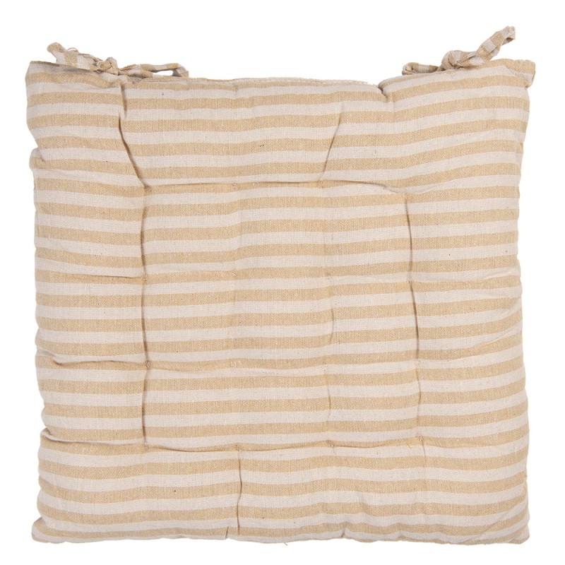 Clayre & Eef Stoelkussen Foam 40x40x4 cm Beige Katoen