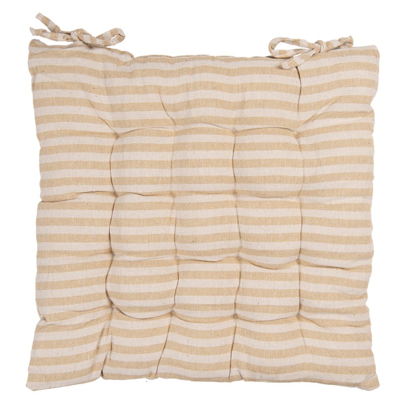 Clayre & Eef Stoelkussen Foam 40x40x4 cm Beige Katoen