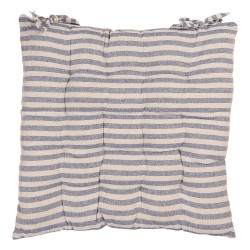 Clayre & Eef Coussin de chaise en mousse 40x40x4 cm Bleu Beige Coton