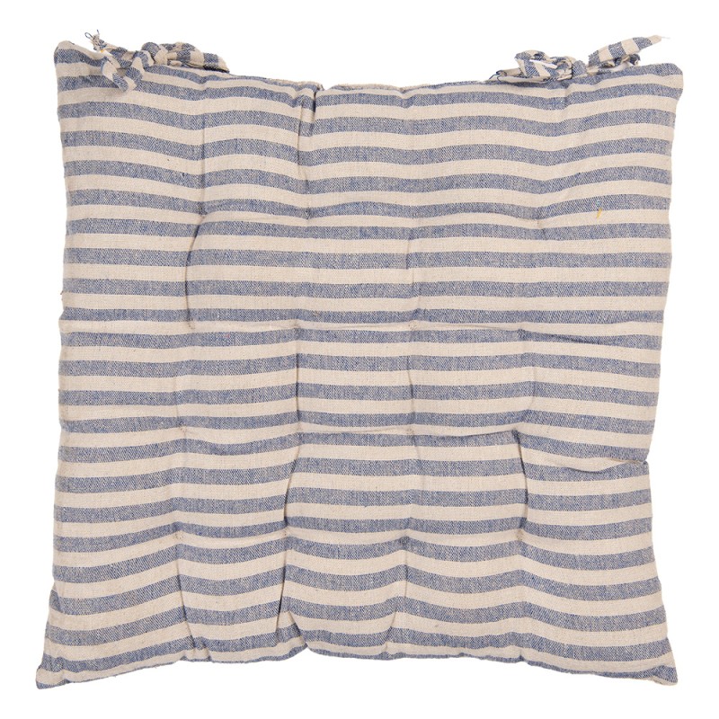 Clayre & Eef Coussin de chaise en mousse 40x40x4 cm Bleu Beige Coton