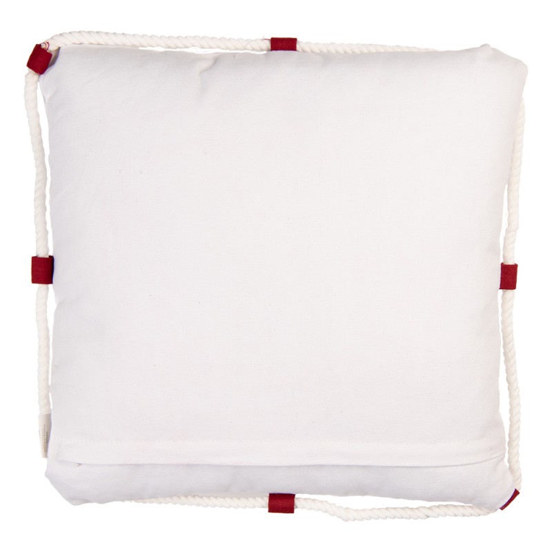 Clayre & Eef Decorative Cushion 40x40 cm White Red Fabric