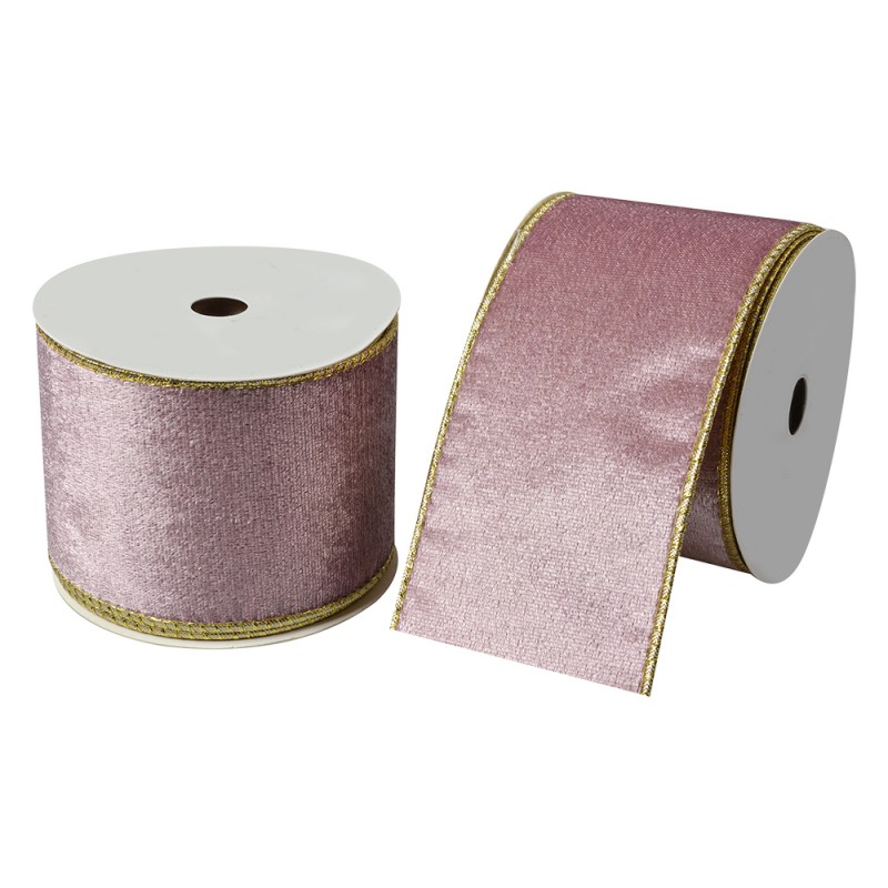 Clayre & Eef Dekoratives Band 63 mm x 5 m Rosa Synthetisch