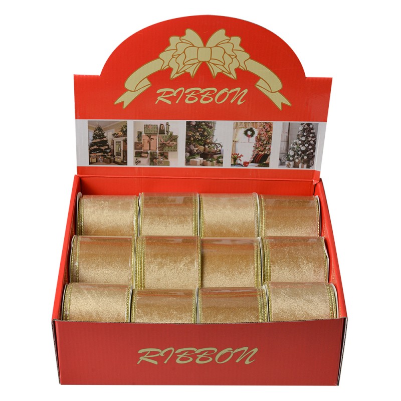 Clayre & Eef Decorative Ribbon 63 mm x 5 m Yellow White Synthetic