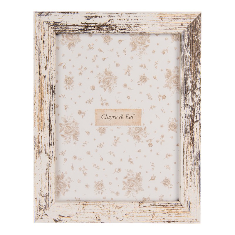 Clayre & Eef Fotolijst 13x18 cm Wit Bruin Houtproduct