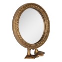 Clayre & Eef Tafelspiegel 13x6x16 cm Goudkleurig Kunststof Glas Rond
